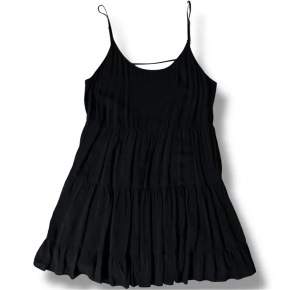 Talula Classic Black Sleeveless Skinny Strap Tiered Empire Waist Mini Dress - Picture 16 of 16